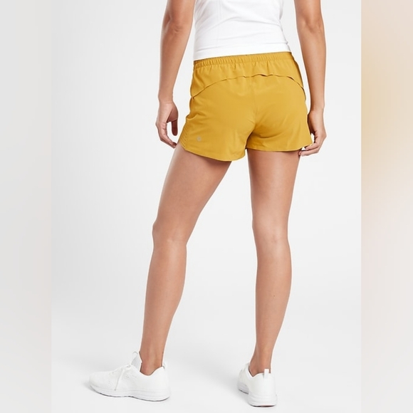 EUC Athleta Plus Size 1X Yellow Running Shorts | Elastic Waist Active Athleisure - Picture 2 of 7